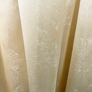 Shimmering Leaves Champagne Gold Sheer Curtain 4