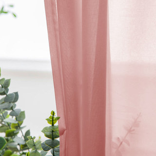 Soft Breeze Coral Pink Chiffon Sheer Curtain 1