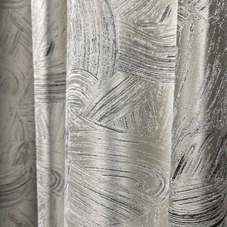 Brushscape Abstract Cream Taupe Champagne Curtain with Metallic Sheen 6
