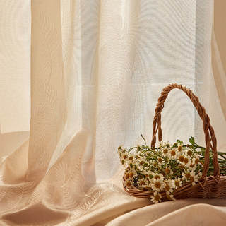 Feathered Fantasy Champagne Gold Shimmering Organza Sheer Curtain 3