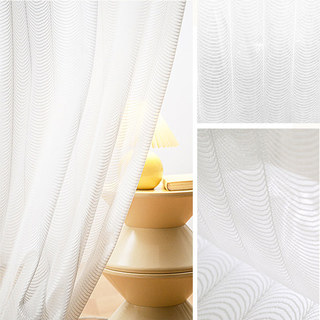 Reef Ripple Shimmering Ivory White Sheer Curtain 1