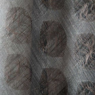 Ethereal Leaf Luxury Jacquard Coffee Brown Geometric Dotted Sheer Curtains 3