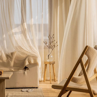 Paris Cascade Shimmering Striped Cream Champagne Organza Sheer Curtain 2