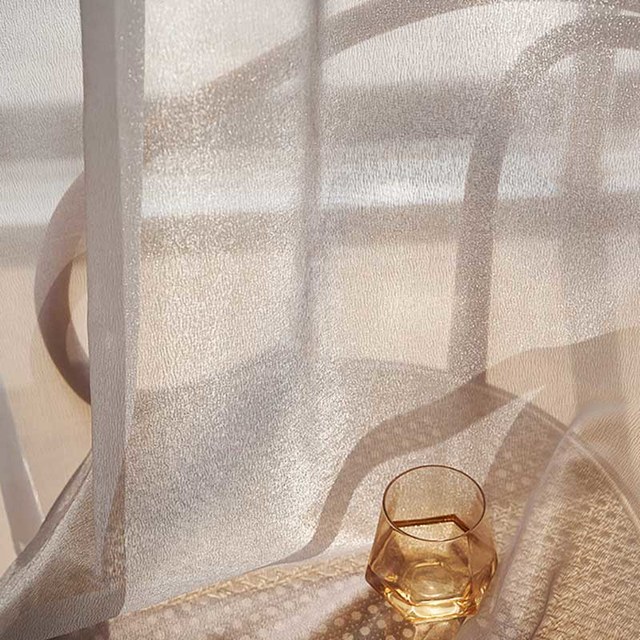 Sand Dune Textured Shimmering Light Gray Organza Sheer Curtain 1