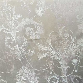Silver Blossom Jacquard Cream Damask Floral Curtain 5