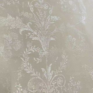 Silver Blossom Jacquard Cream Damask Floral Curtain 3