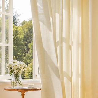 The Bright Side Cream Yellow Heavy Sheer Curtain 2