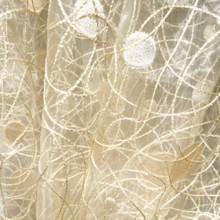 Nebula Embroidered Gold and Silver Circles Cream Organza Sheer Curtain 3