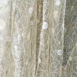 Nebula Embroidered Gold and Silver Circles Cream Sheer Curtain 6