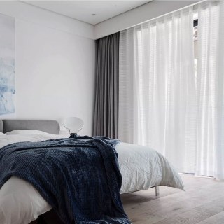 Tide 3D Jacquard Horizontal Striped Grid White Sheer Curtain 3