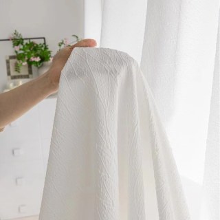 Autumn Days Leaf Patterned White Crushed Heavy Sheer Curtain 3