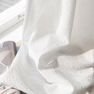 Autumn Days Leaf Patterned White Crushed Heavy Sheer Curtain 1