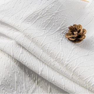 Autumn Days Leaf Patterned White Crushed Heavy Sheer Curtain 4