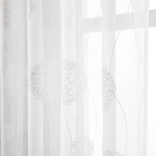 Dancing Pom Pom Embroidered Ivory White Sheer Curtain 3