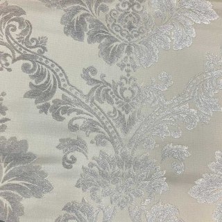 Elite Luxury Jacquard Silver Grey Faux Silk Damask Floral Curtain
