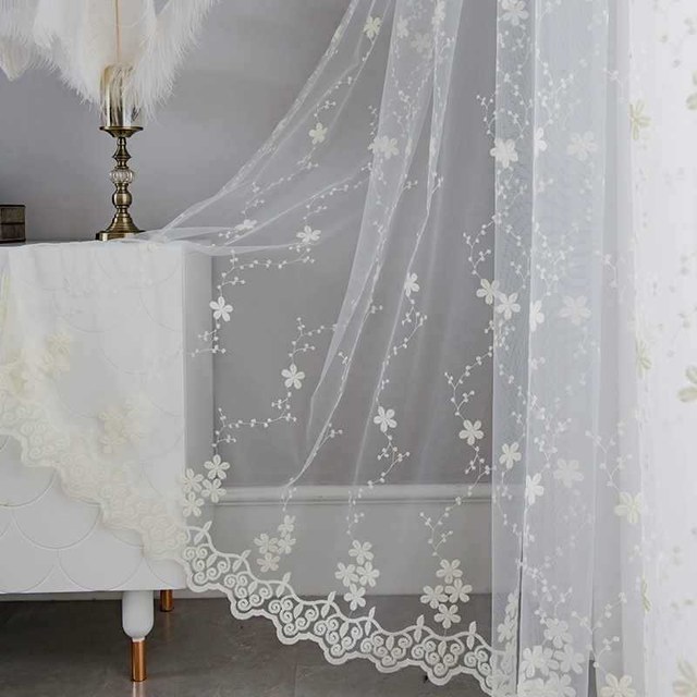 lace embroidered sheer curtains