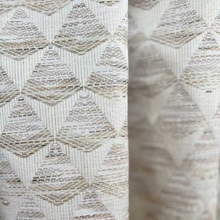 Diamond Mirage Jacquard Cream Sand Geometric Curtains 3