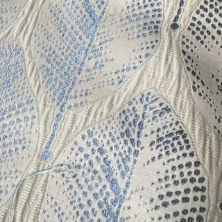 Leaf Dance Luxury Jacquard Cream and Blue Floral Curtains