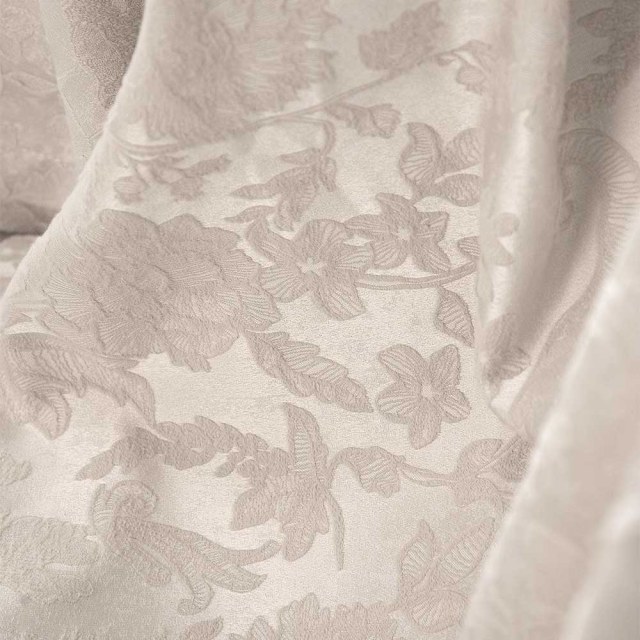 Serene Bloom Cream Vegan Suede Floral Curtain 1