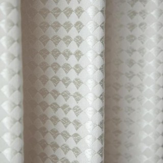 Siren's Satin Cream Off White Shimmering Geometric Curtain 7