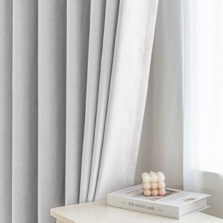 Smart Space Double Sided Silver Ash Gray Vegan Suede Curtains 2