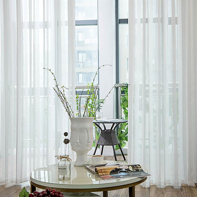 Sheer Curtain. Pinch Pleat Options ( Extra Fee ). Wave Pattern Custom Sheer Panel, Voile selling Curtain for Living Room. 3 Heading Types - White