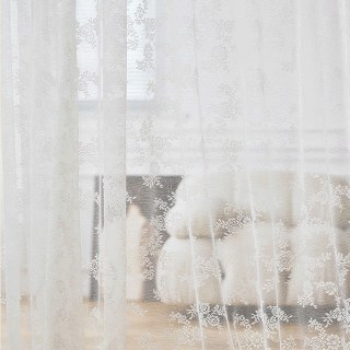 Posey Ivory White Floral Sheer Lace Net Curtains