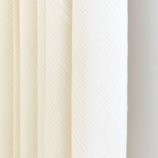 Chevron Mist Geometric Textured Ivory White Heavy Sheer Curtain 4