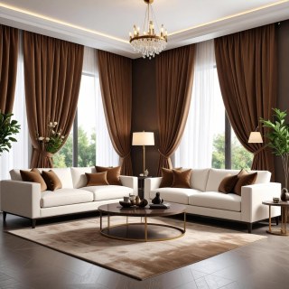 Fine Coffee Brown Matte Velvet Curtains 3