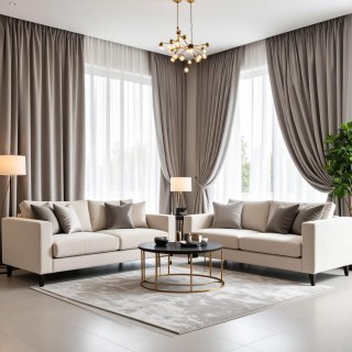 Fine Light Gray Velvet Curtain Drapes 2