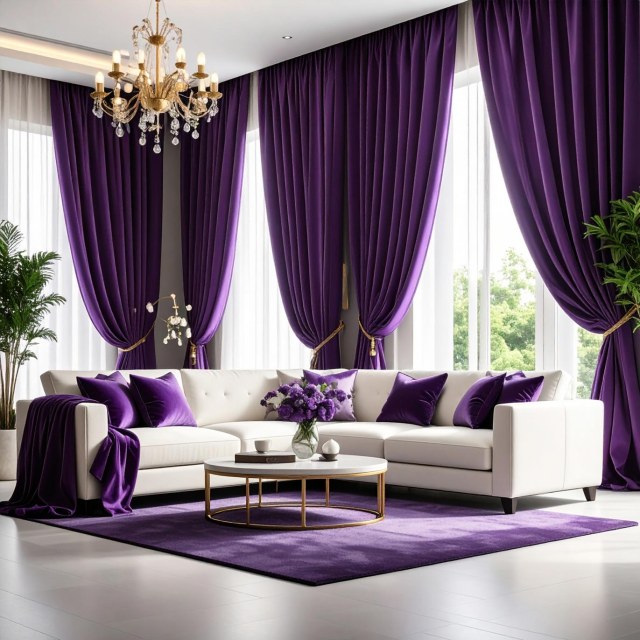 Fine Purple Lavender Velvet Curtain Drapes 1