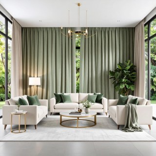 Fine Sage Duck Egg Green Matte Velvet Curtain 2