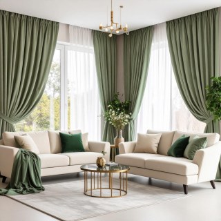 Fine Sage Duck Egg Green Matte Velvet Curtain 3