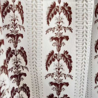 Heirloom Stripe Heavyweight Maroon Reddish Brown Floral Chenille Curtain 3