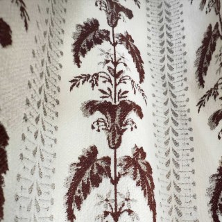 Heirloom Stripe Heavyweight Maroon Reddish Brown Floral Chenille Curtain 4