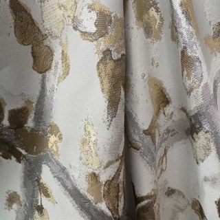 Lattice Bloom Jacquard Cream Gold Floral Curtains 3