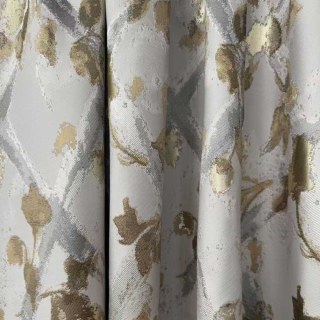 Lattice Bloom Jacquard Cream Gold Floral Curtains 2