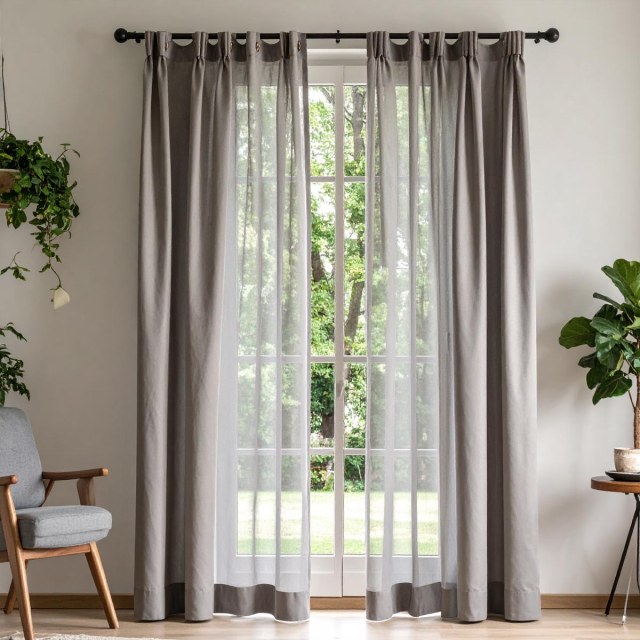 Luxe Light Gray Sheer Curtain 1