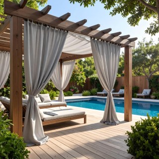 Malibu Waterproof Twill Light Gray Outdoor Curtain