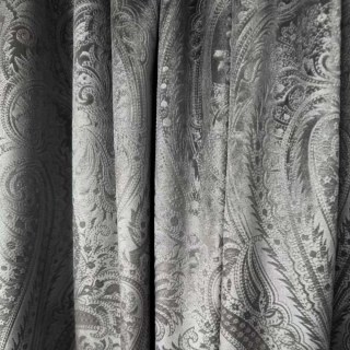 Royal Mirage Jacquard Charcoal Dark Gray Damask Velvet Curtain 3