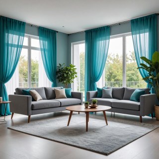 Smarties Aqua Blue Soft Sheer Curtain 3