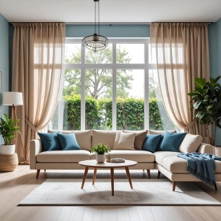 Smarties Sand Beige Soft Sheer Curtain 3