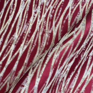 Woven Drift Abstract Geometric Burgundy Wine Red Curtains with Gold Details 3