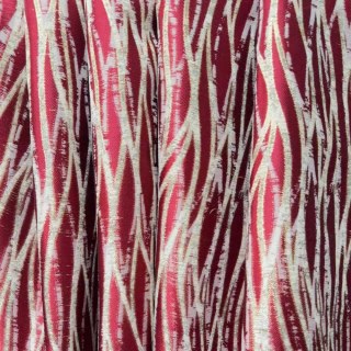 Woven Drift Abstract Geometric Burgundy Wine Red Curtains with Gold Details 2