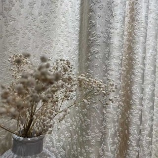 Cherry Blossoms Cream Floral Chenille Blackout Curtain