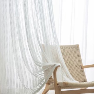Chevron Stripe Jacquard White Sheer Curtain 3