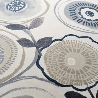 Circle Dance Multicolor Blue Gray Mid Century Modern Floral Curtain