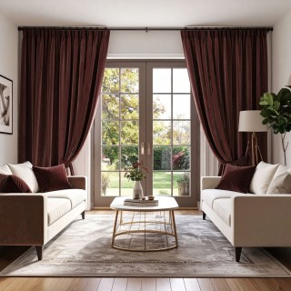 Double Plush Dusty Maroon Chenille Blackout Curtain 2