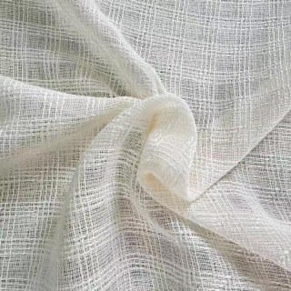 Ethereal Grid Cream Linen Style Sheer Curtain 6