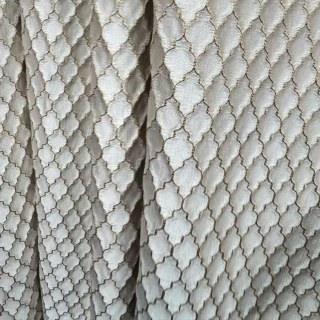 Fancy Trellis 3D Jacquard Cream Arabesque Curtains with Gold Details 4